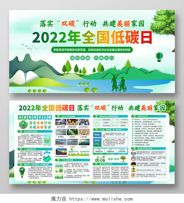 绿色风格2022全国低碳日宣传栏
